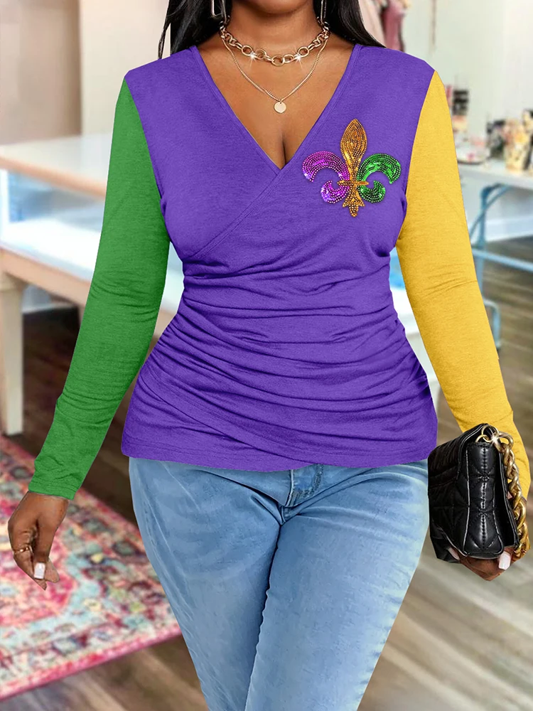 Classic Mardi Gras Contrast Fit Tee Not Sequined