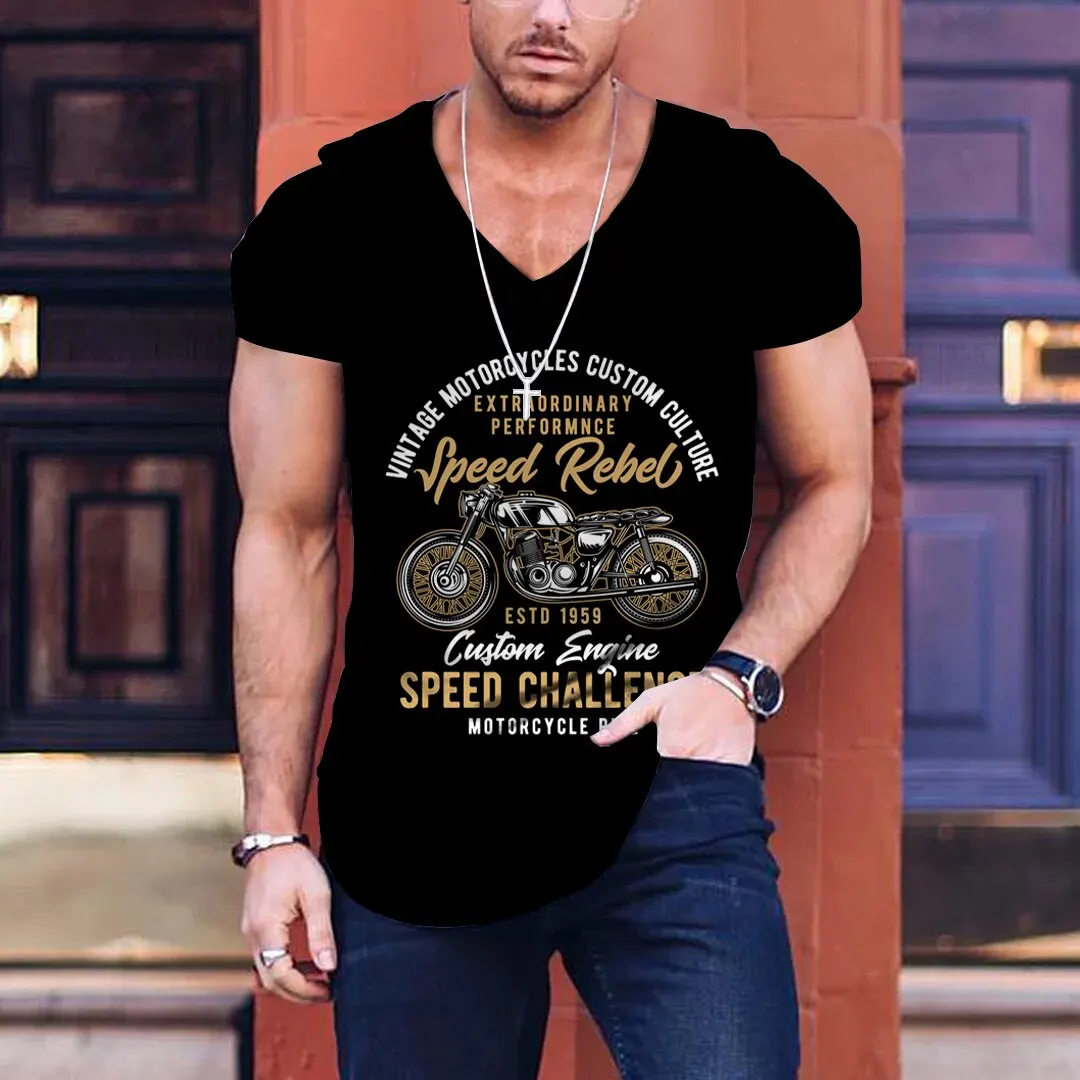 

Винтажные мужские футболки с мотоциклетным принтом, топы с короткими рукавами, футболки с рисунком в стиле ретро, летняя мужская одежда, уличная одежда, футболки большого размера