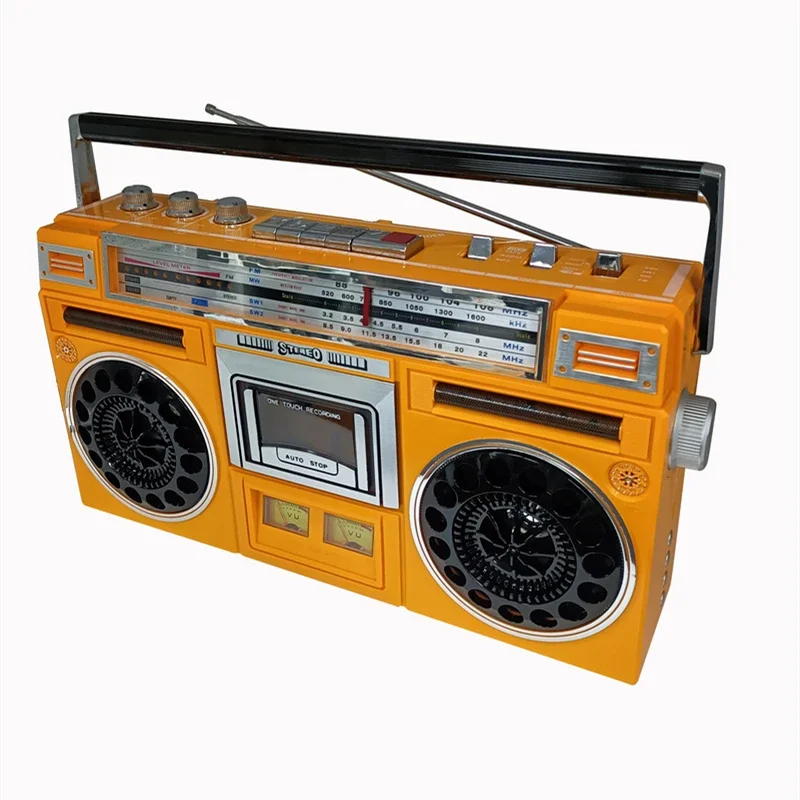 Classic Retro Cassette Radio Dual Channel Stereo Bluetooth Speaker FM/AM/SW Multi-band Recorder Outdoor Card Radio Music Player