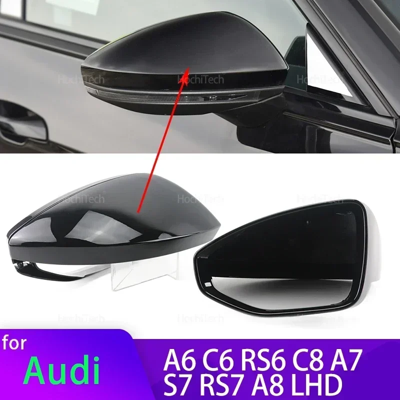 

for Audi A6 C6 RS6 C8 A7 S7 RS7 A8 Left hand Drive High Quality Carbon Fiber Glossy Black Replacement Side Mirror Covers Cap