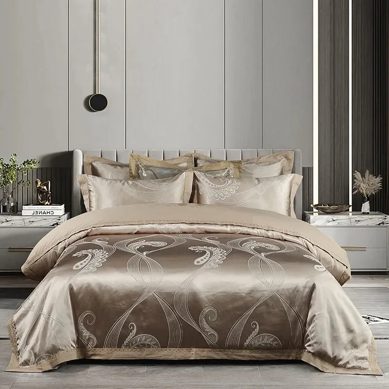 Cotton Bedding Set Jacquard King Size Luxury European Wedding Bedding Sets Queen American Satin Double Duvet Cover Set 220x240