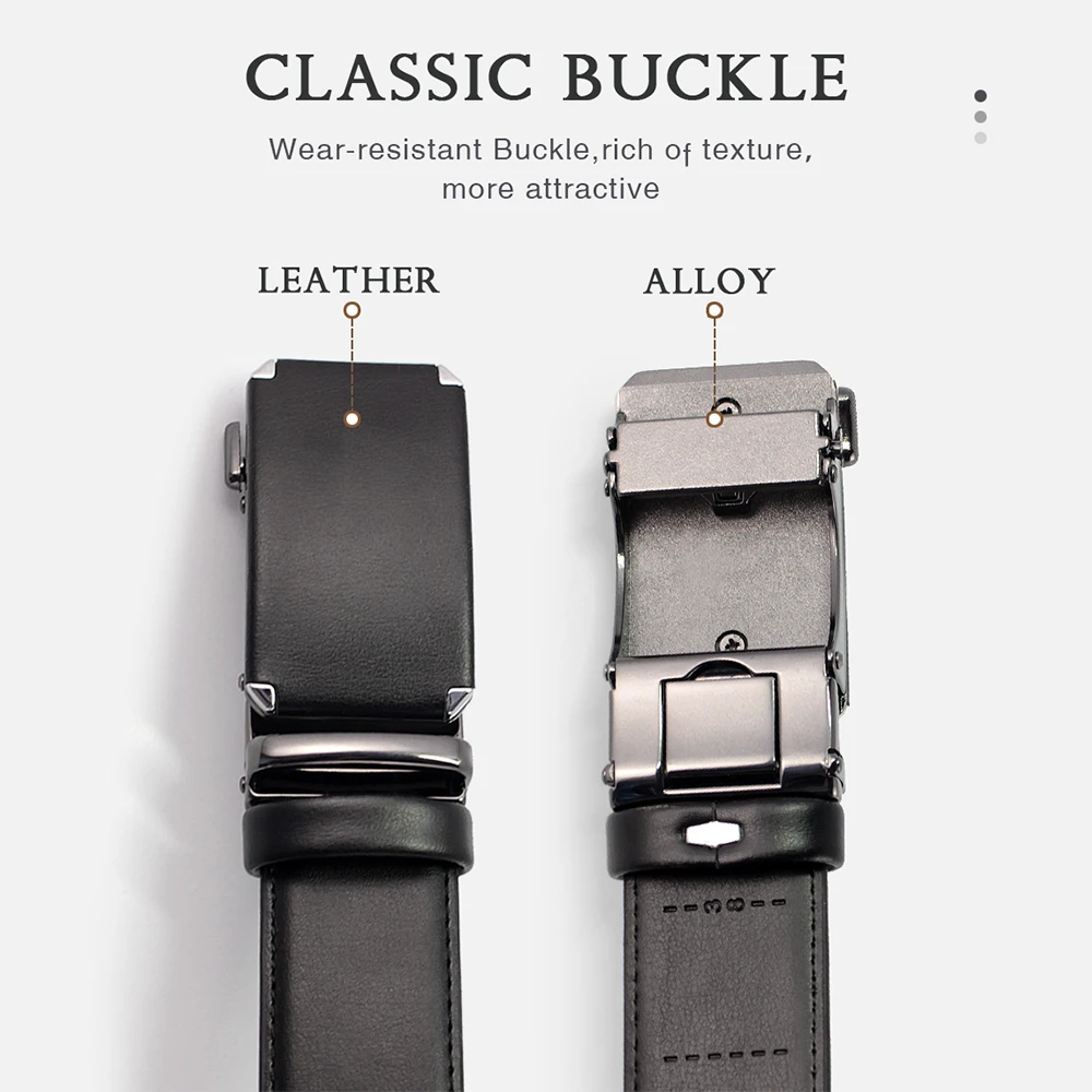 Men Belts Metal Automatic Buckle Brand High Quality Leather Belts for Men Famous Brand Luxury Work Business Strap