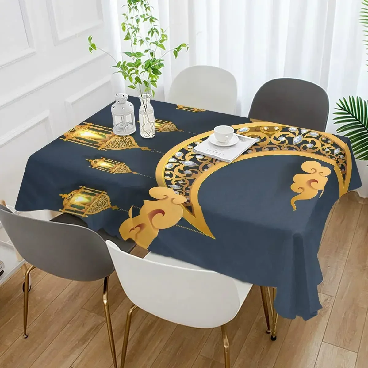 Jewish Passover Rectangle Tablecloth Holiday Party Dinner Square Tablecloth Indoor and Outdoor Washable Tablecloth OTBYF008