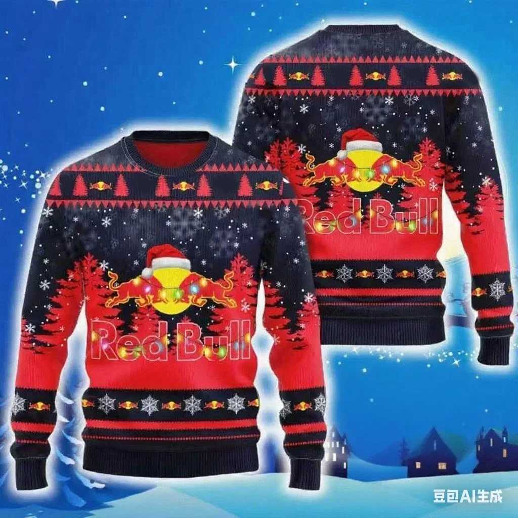 2025 秋冬 レッドブルレーシング クリスマス アグリーセーター、秋冬ギフト、カップルのカジュアルファッション クリスマス服