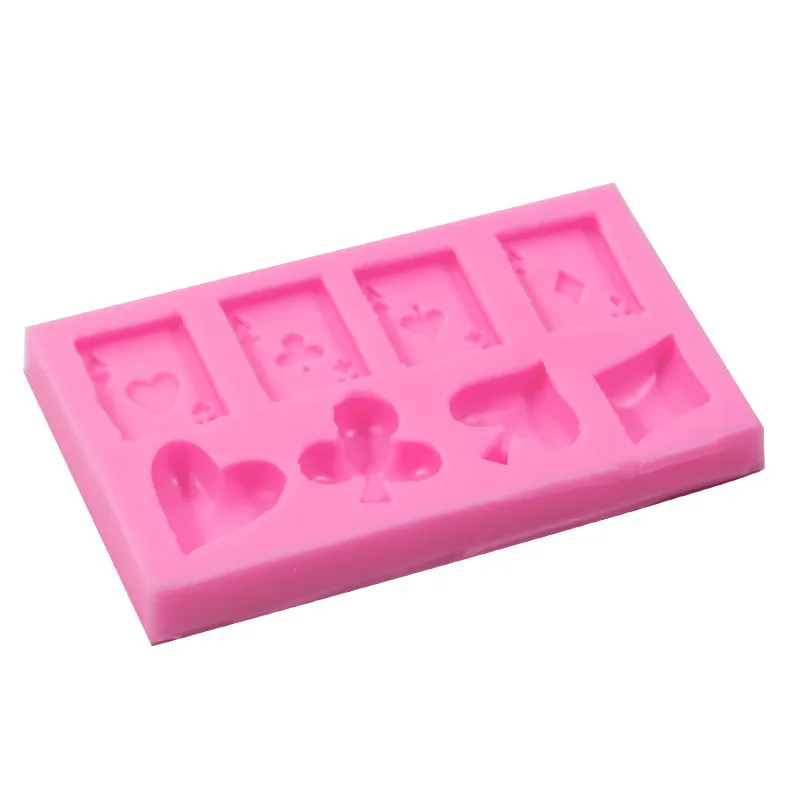 Playing Card Modeling Silicone Square Peach Heart Baking Decoration Mould Brickearth Epoxy Tool Resin Molds 15-1170