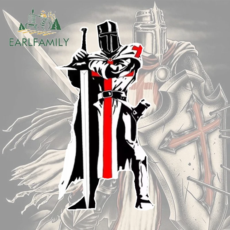 EARLFAMILY 13cm x 6.8cm for Crusades Knights Templar Car Sticker Vinyl Scratch-proof Window Trunk Race Car Personality JDM Decal