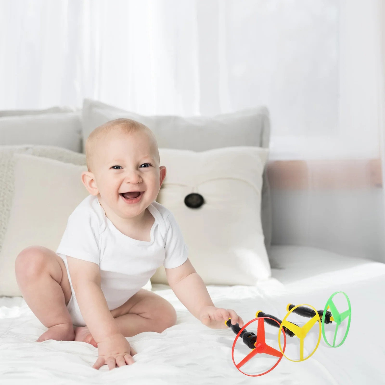 12pcs Flying Pull String Pull String Flying Disc Fly Saucer Durable Lightweight Fun Outdoor Playthings Gift