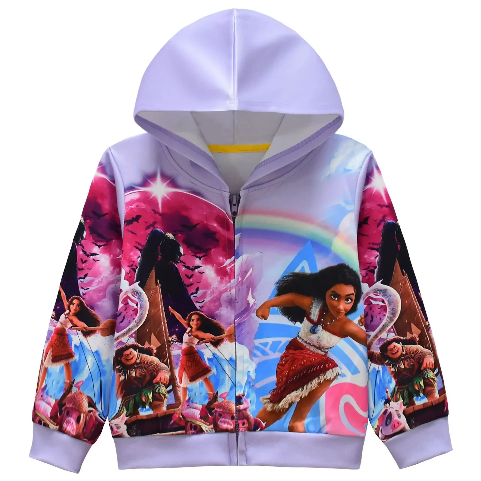 

2024 New Moana Big Children's Zipper Hooded Jacket Cosplay Causal Children's Clothing Girl Clothes Christmas Gift for Girls