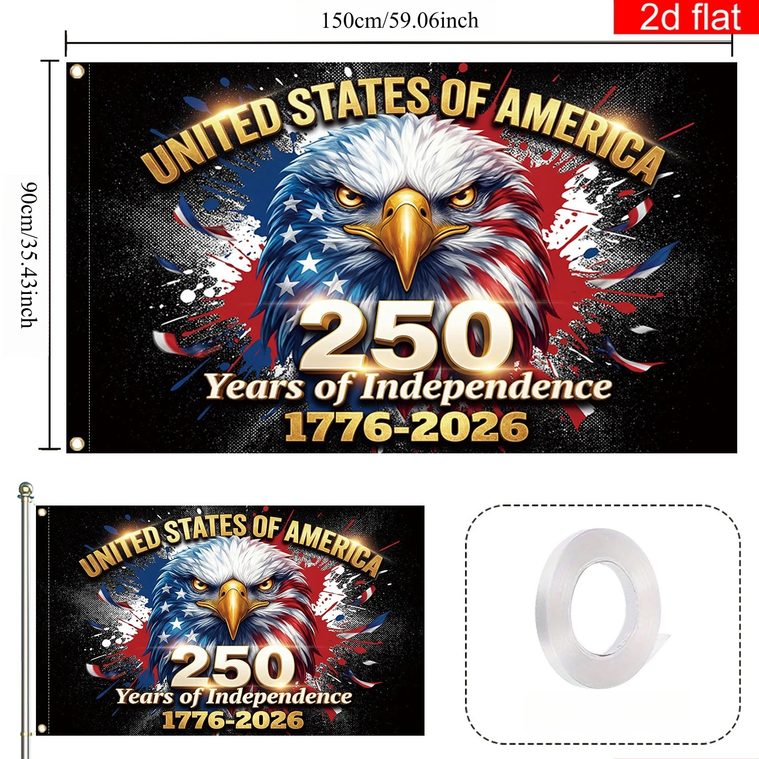 1pc 250Th Anniversary of The USA (1776-2026) Flag Banner 3*5 Feet, Independence Day July 4Th Party Gift (Without Pole)