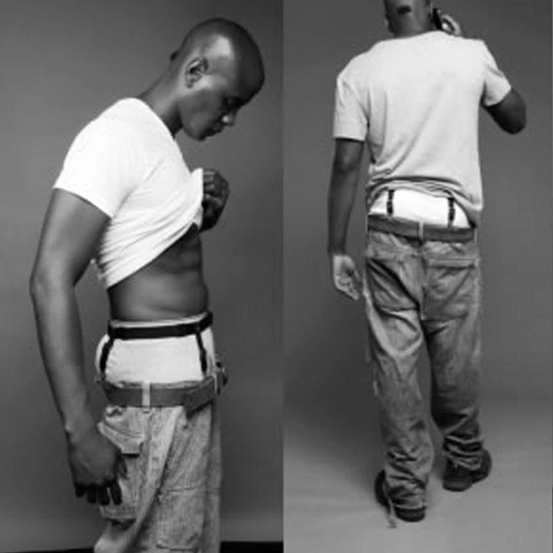 L21E Unisex Elastic Waist Belt with Garter Suspender Clip Stocking Pants Holder Strap