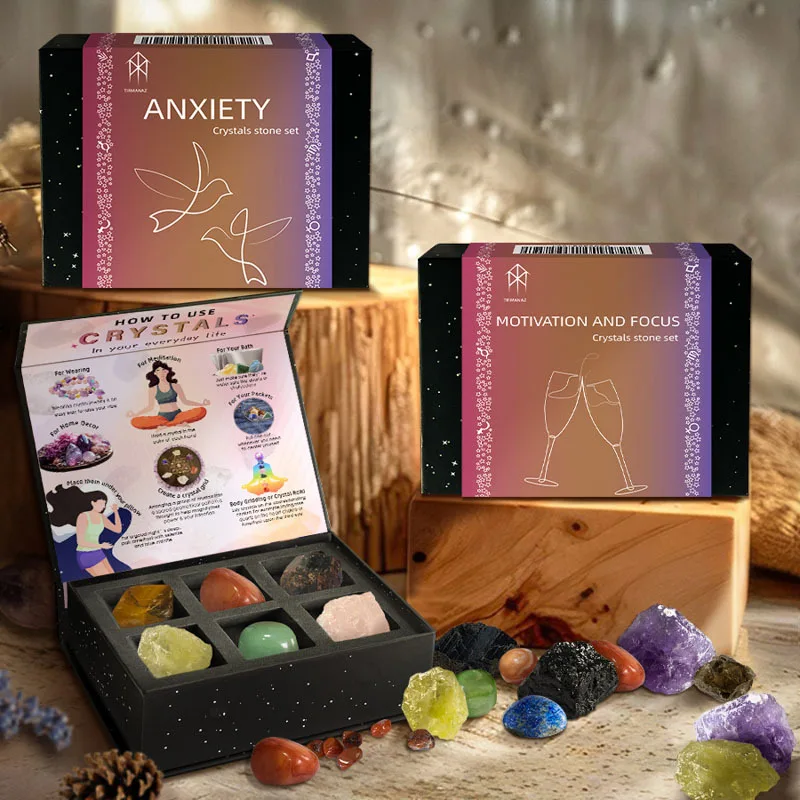 Anxiety Relief Motivation Focus Healing Crystals Set Self Care Spiritual Gifts for Women