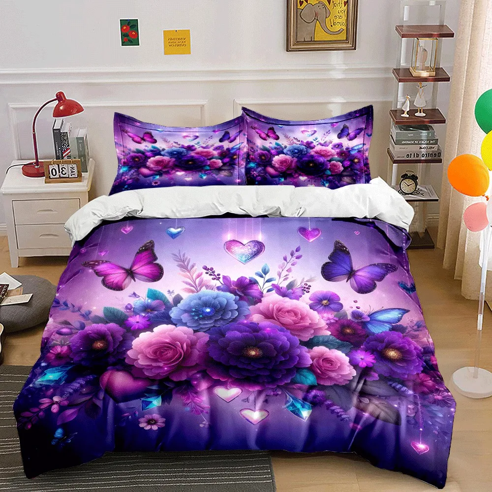 Floral Elegance Set for Celebrations Exquisite three-piece bedding set gift for kids and adults