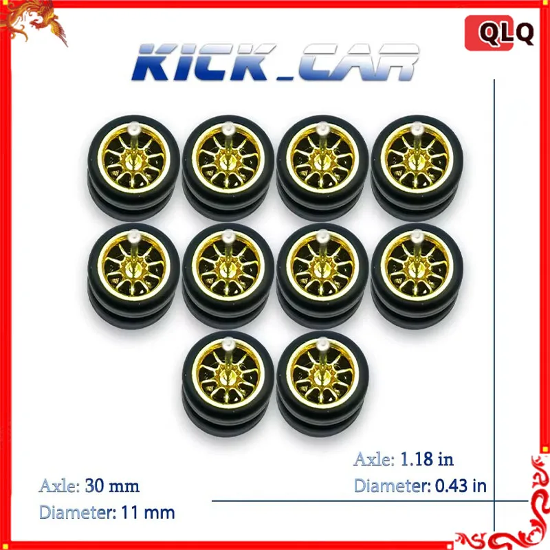 4pcs/Lots Kicarmod 1/64 Wheels Tires Toy Parts Electroplated Color From Ce28 Te37 Advan For Hot Wheels Hobby Modified Parts