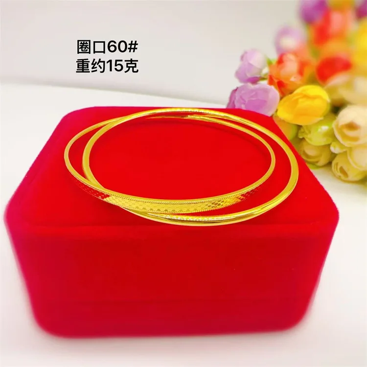 

New Double-Ring Lucky Gold Bracelet!24K Gold AU999 Women's Style, Interlocking Rings Hollow Design