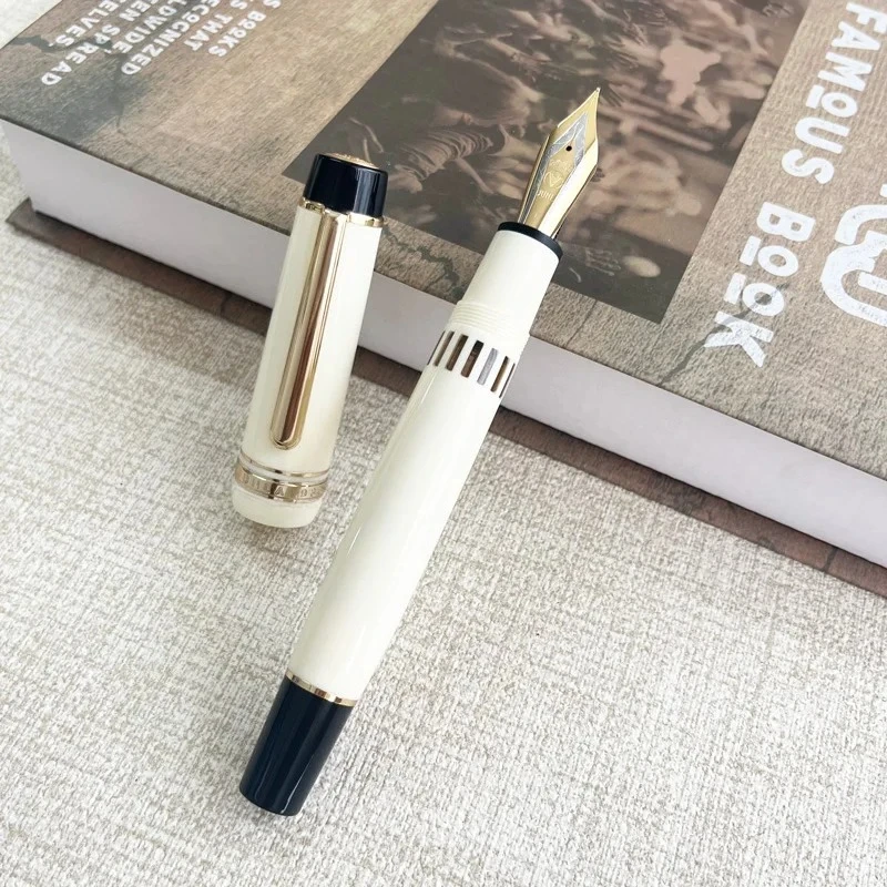 

WingSung 930 Engraved Limited Commemoration of Pope White Resin Piston Fountain Pen N0.9 F/M/B Nib Silver Clip Writing Gift Pen