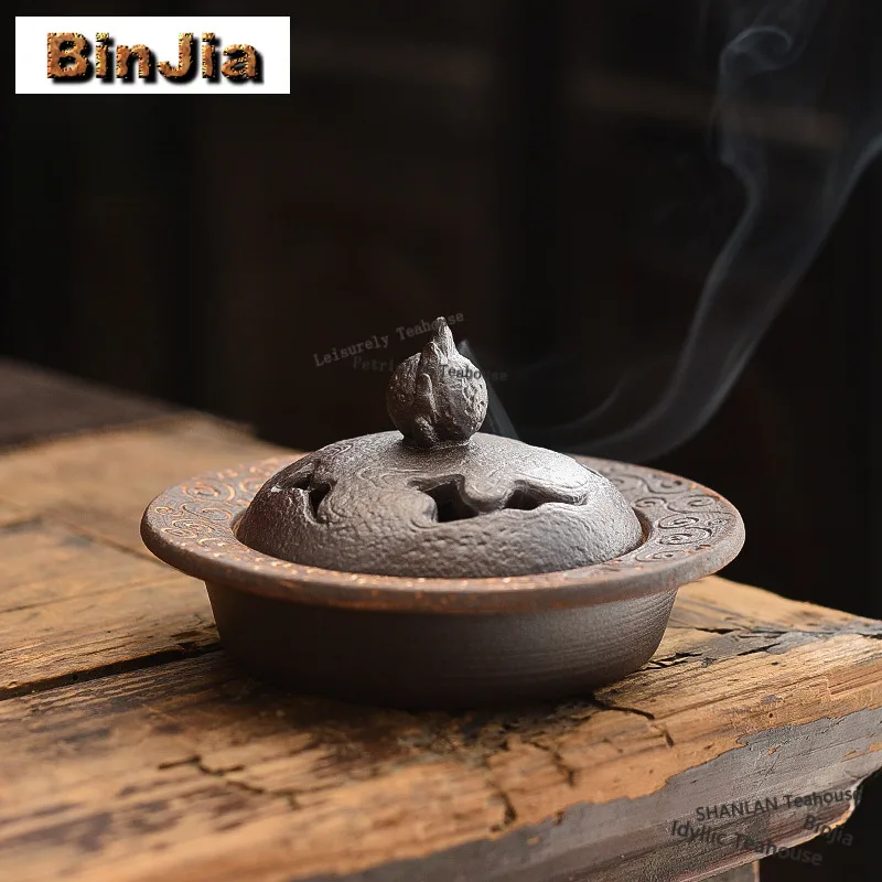 Old Rock Mud Plate Incense Holder Zen Garden Incense Burners Consecrate Scented Aromatic Candles Censer Buddhism Decoration