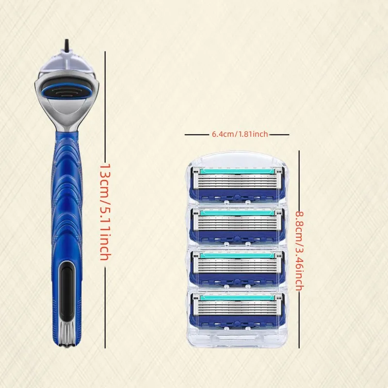 5 лезвий из нержавеющей стали, Мужская классическая безопасная бритва, инструмент для ухода за телом, нож для удаления волос на лице