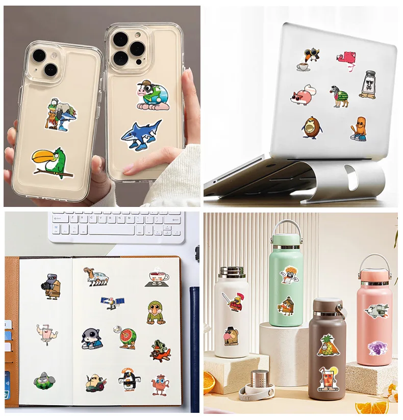 50PCS Abstract Dier Stickers Tung Tung Sahur Italiaanse Brainrot Dieren Cartoon Decal DIY Bagage Telefoon Cup Gitaar Kid Speelgoed