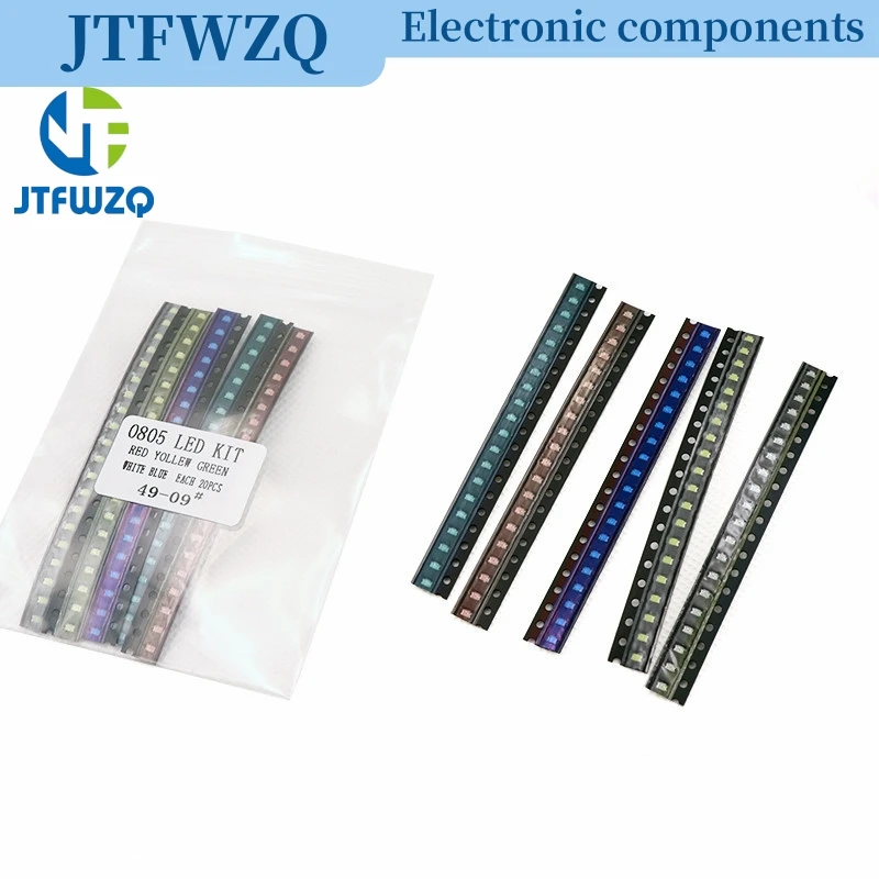 100pcs 0402 0603 0805 1206 smd led Red Yellow Green White Blue Orange light emitting diode Water Clear LED Light Diode Set