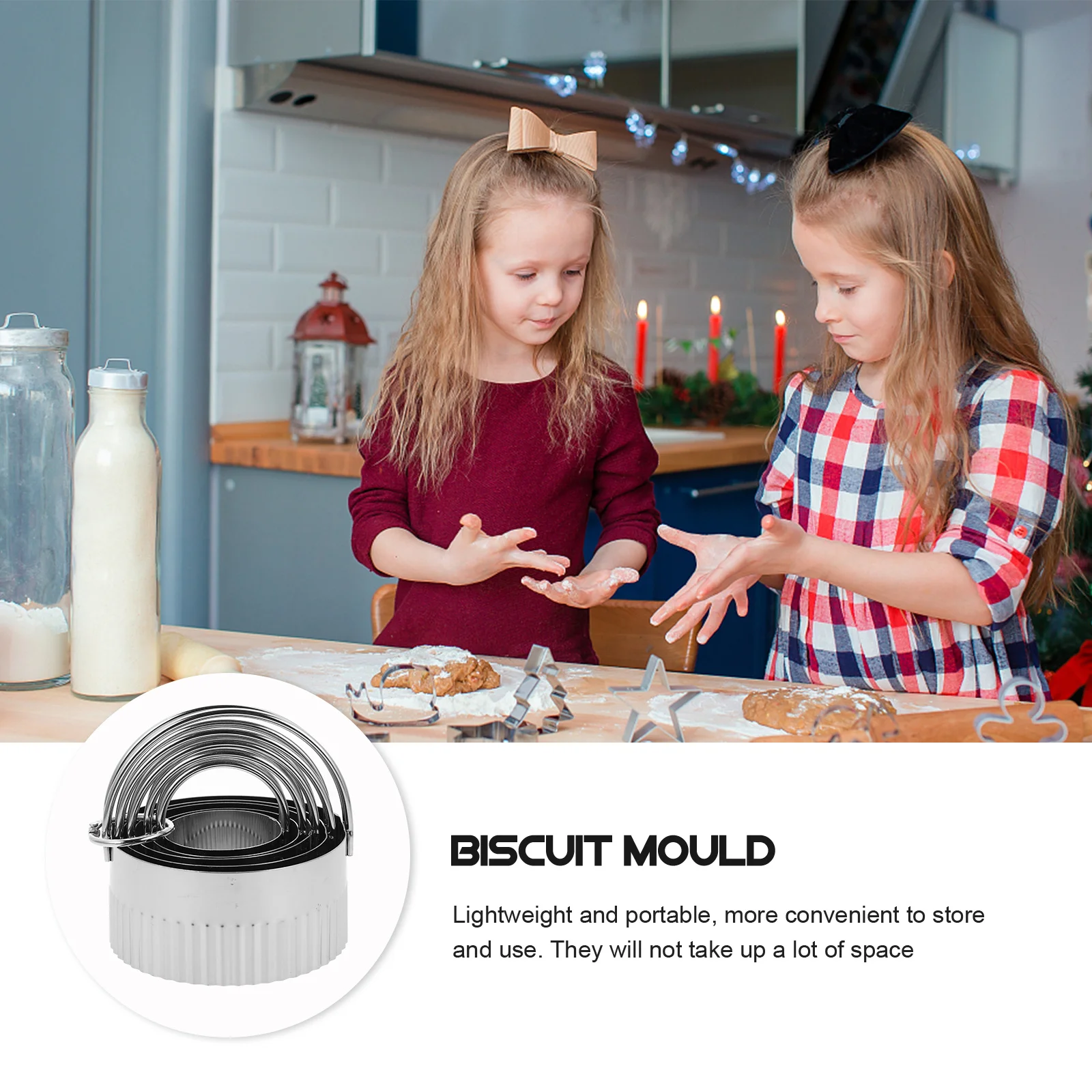 

1 set 1 Set Of Stainless Steel Round Cookie Cutter Lightweight Baking Mold For Cake Decoration Dough Craft Tool Cookie Cutters