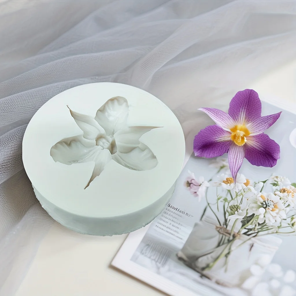 Orchideen-Blumen Silikonform für Fondant, Schokolade, Backen, Kuchendekoration, Harz, Ton, Kerzen, Seife, Gips, DIY-Bastelformen