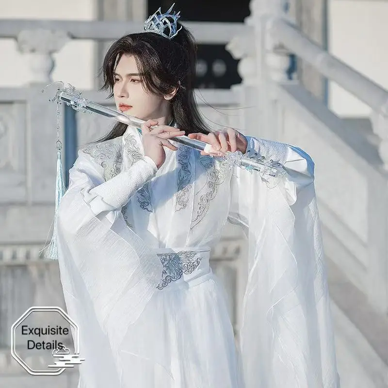 Classical Traditional Hanfu Dress Set Men Women Double-layer Flying Sleeve Costume Ancient Cosplay Outfits Immortal Stage Suit