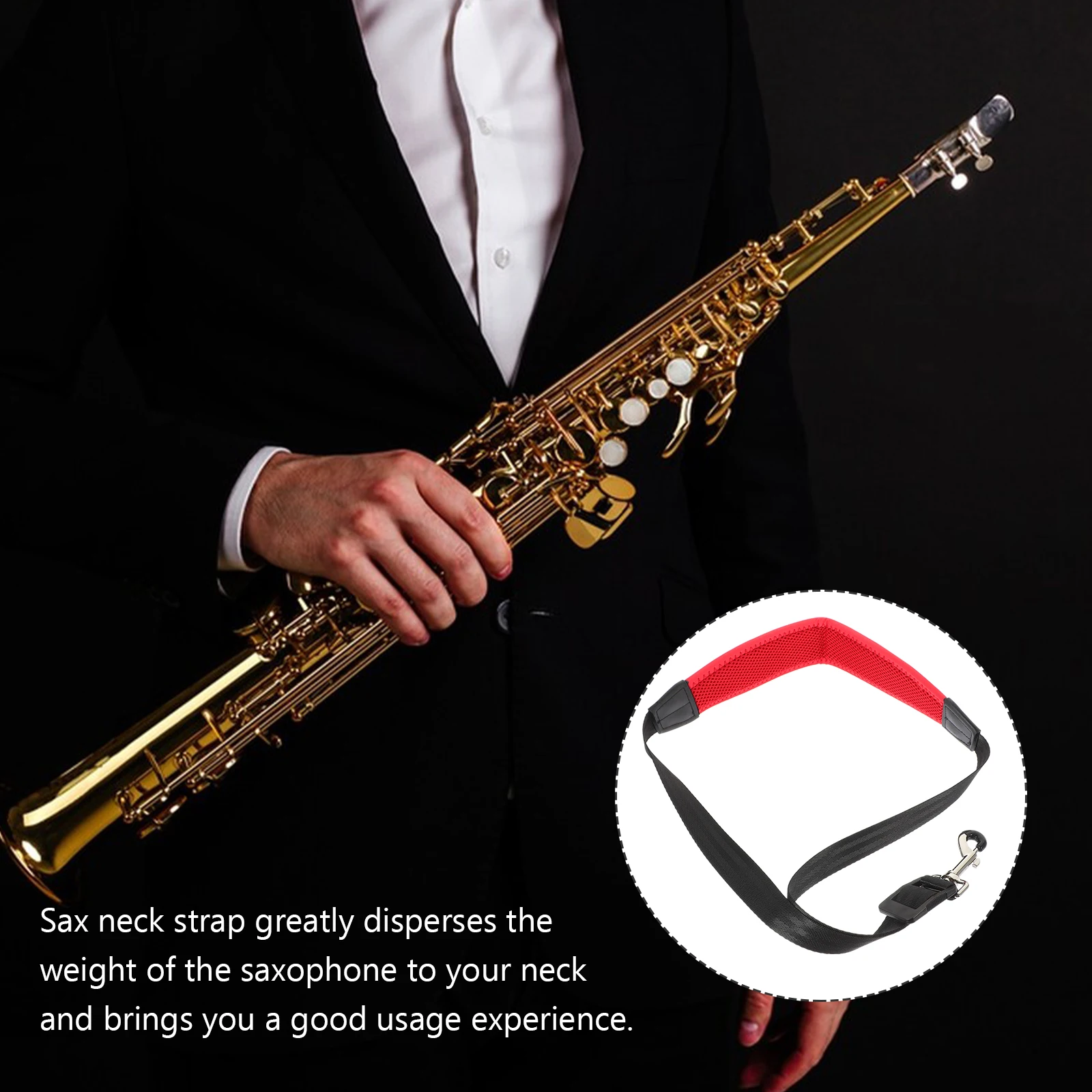 

Durable Blue Adjustable Saxophone Neck Strap For Tenor And Alto Saxophone With Simple Structure Accessories