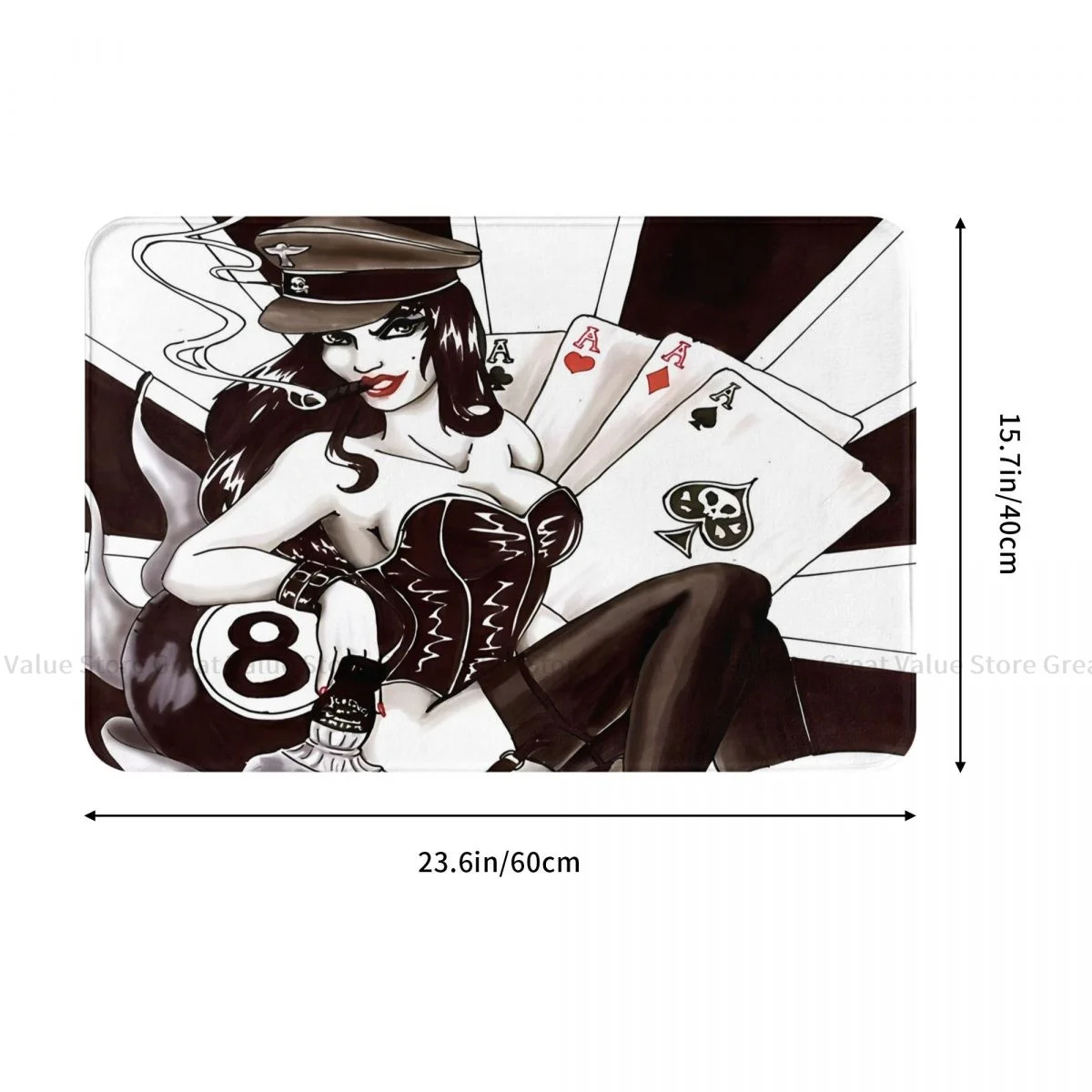 Pin Up Girl Bath Mat Poker Doormat Kitchen Carpet Balcony Rug Home Decor