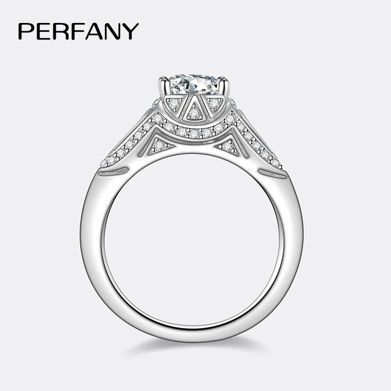 PERMANY 1-2CT Princess Square Cut Moissanite Ring for Women S925 Pure Silver Laboratory Diamond Wedding Fashion Jewelry ﻿