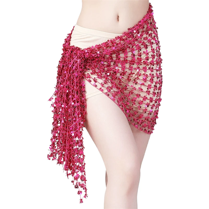 Bauchtanz-Hüfttuch mit Pailletten, Taillenwickelrock, hohler Tanzgürtel, Hüfttuch, Performance-Kostüm, Damen-Tanzparty-Clubkleidung – Detail 7