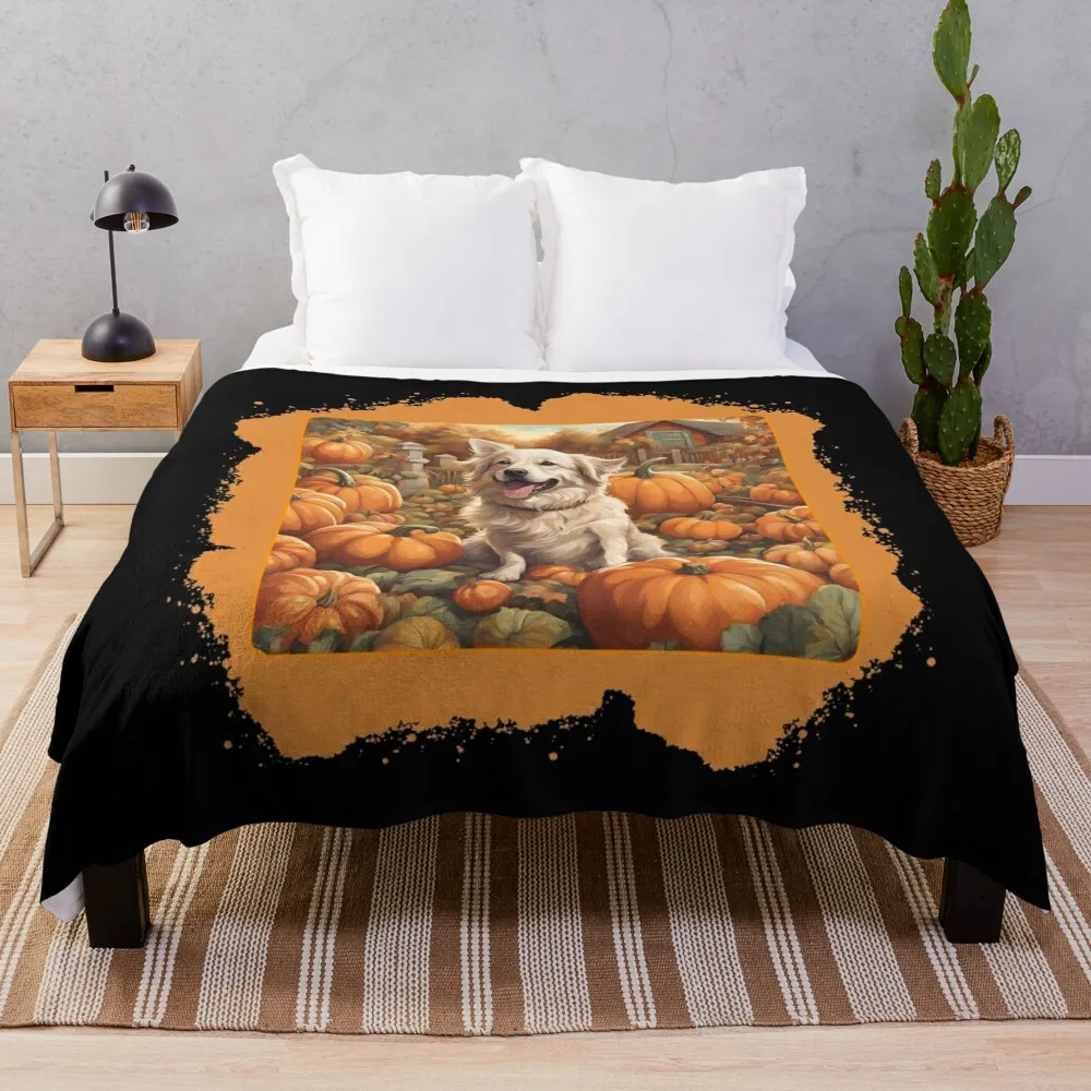 

Halloween Pumpkins Pumpkin Dog Autumn Animals Throw Blanket Multi-Purpose manga For Baby Furry Blankets