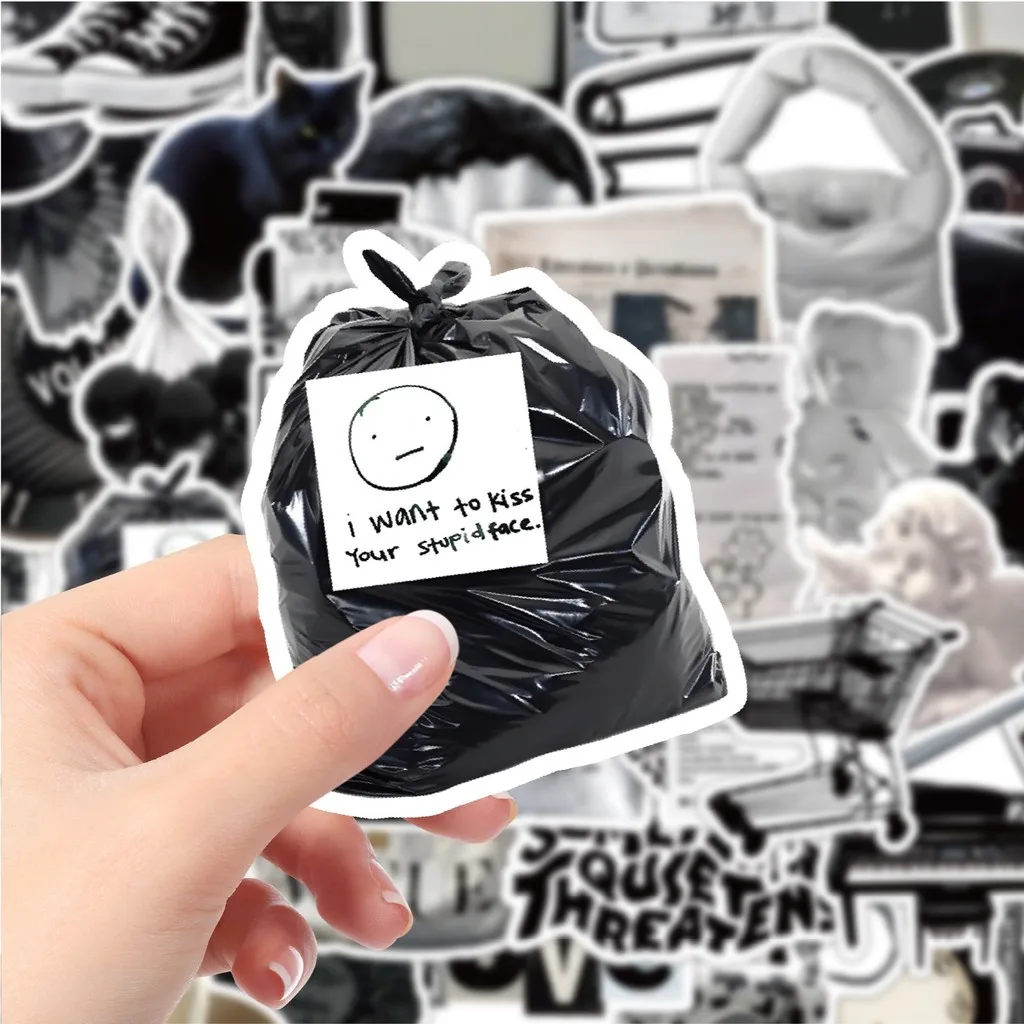 50 Pieces Assorted Black and White Silent Film Stickers - Cute Decorative Decals for Room Decor, Journals AnimeWorlds Store