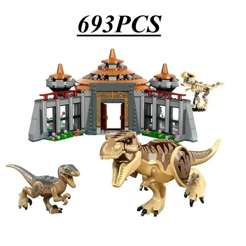 

Dinosaur World Series Park Building Blocks Bricks T. rex Dilophosaurus Ambush MOC Model 76959 76958 76961 Assembly Toy Kid Gift