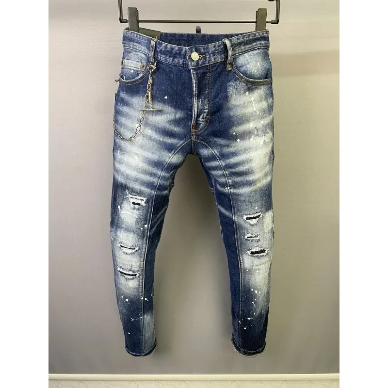 

Special Patch Ripped dsq2 Jeans Men Slim Fit Designer Washed Denim Trousers Men Hip Hop DJ Party D2 Jeans Punk Rock Pants