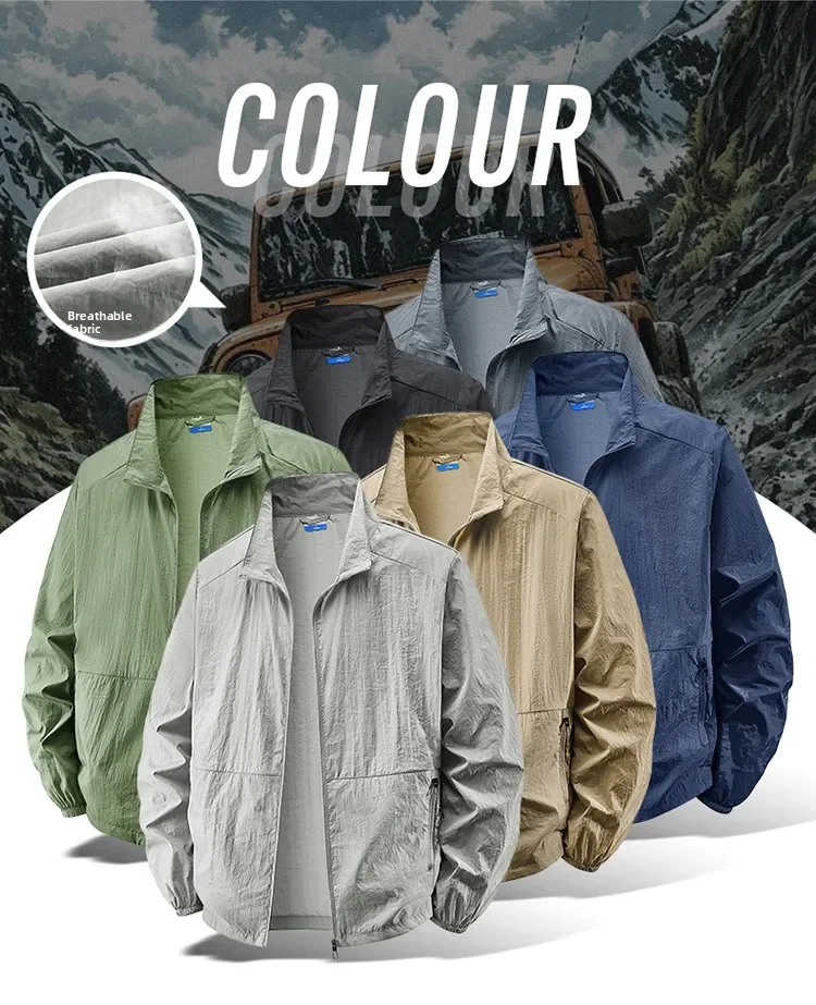 Men's UPF 50+ Sun Protection Jacket - Lightweight Windbreaker with Stand Collar Breathable & Packable for Hiking Running Travel 12 Sfd5ed0cf995544229526bc5cf1e147d4X