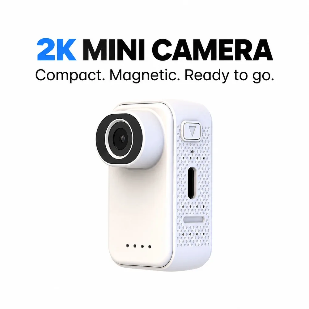 K Mini Action Camera Magnetic Thumb Size Portable Video Recorder ABS Body USB C for Cycling Travel Hiking and Everyday Vlog Use