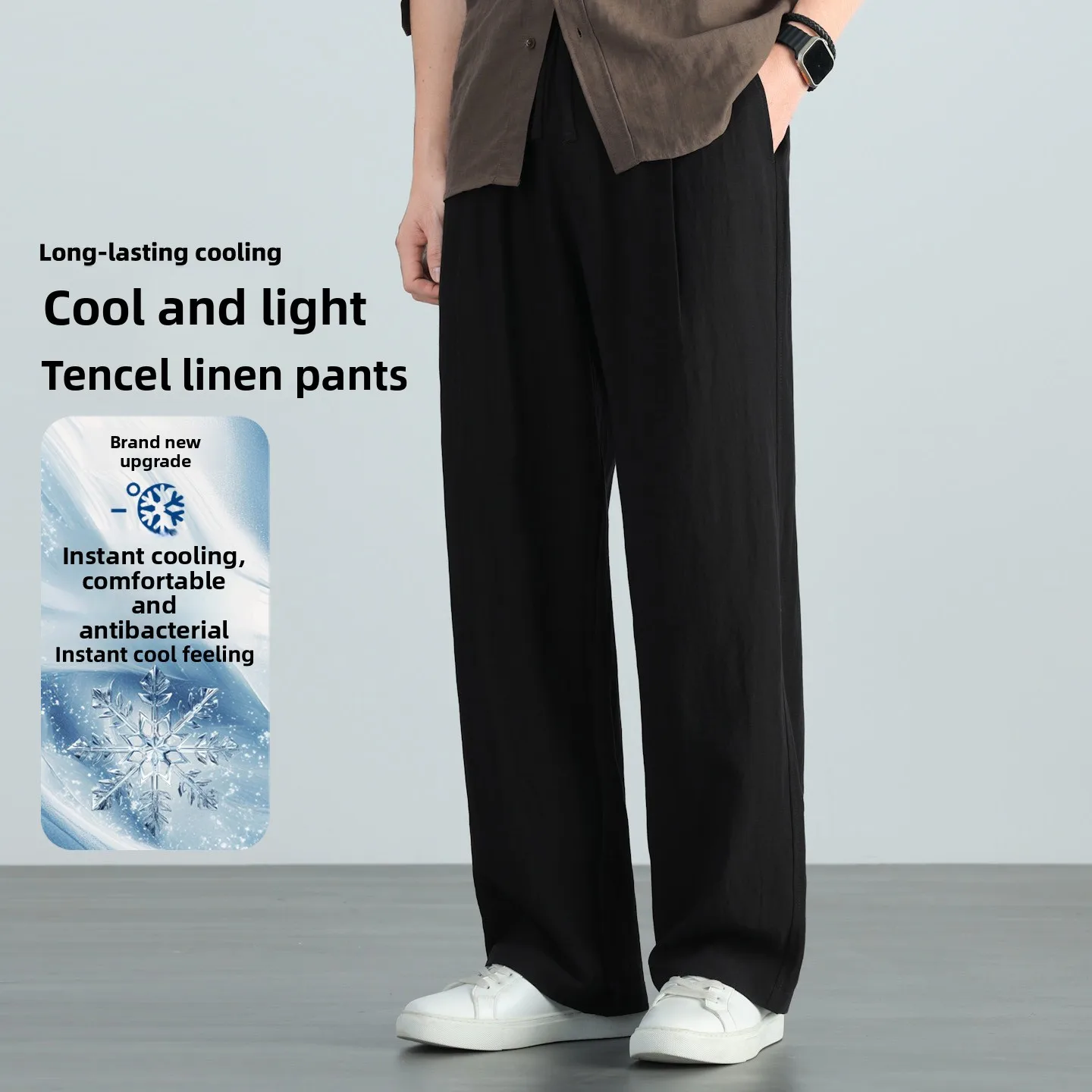 2026 Summer Thin Linen Cool Wide-leg Lazy Casual Pants Old Money Style Versatile Trend Loose Men's Pants Streetwear Men