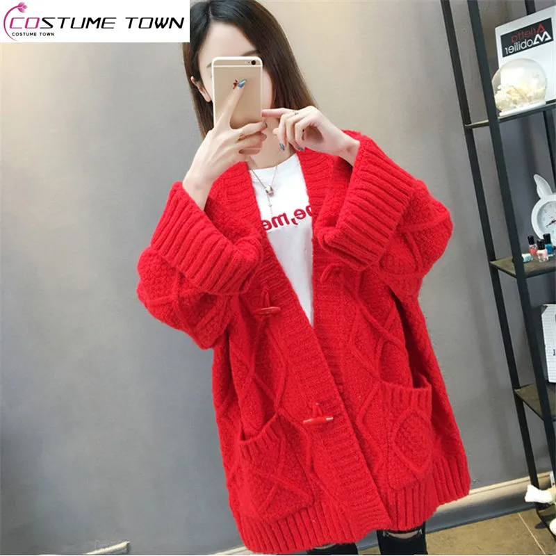 2023 Autumn Women's Knitted Cardigan Coat Women's Korean Version Loose and Lazy Mid Length Autumn Women's Wear