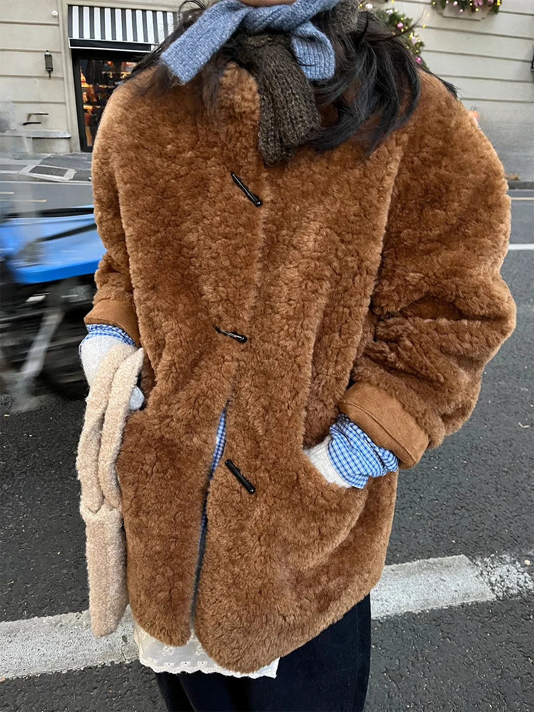 

Теплое пальто в корейском стиле, винтажное, средней длины, женское, на каждый день, с искусственным мехом, прямого кроя, с длинными рукавами