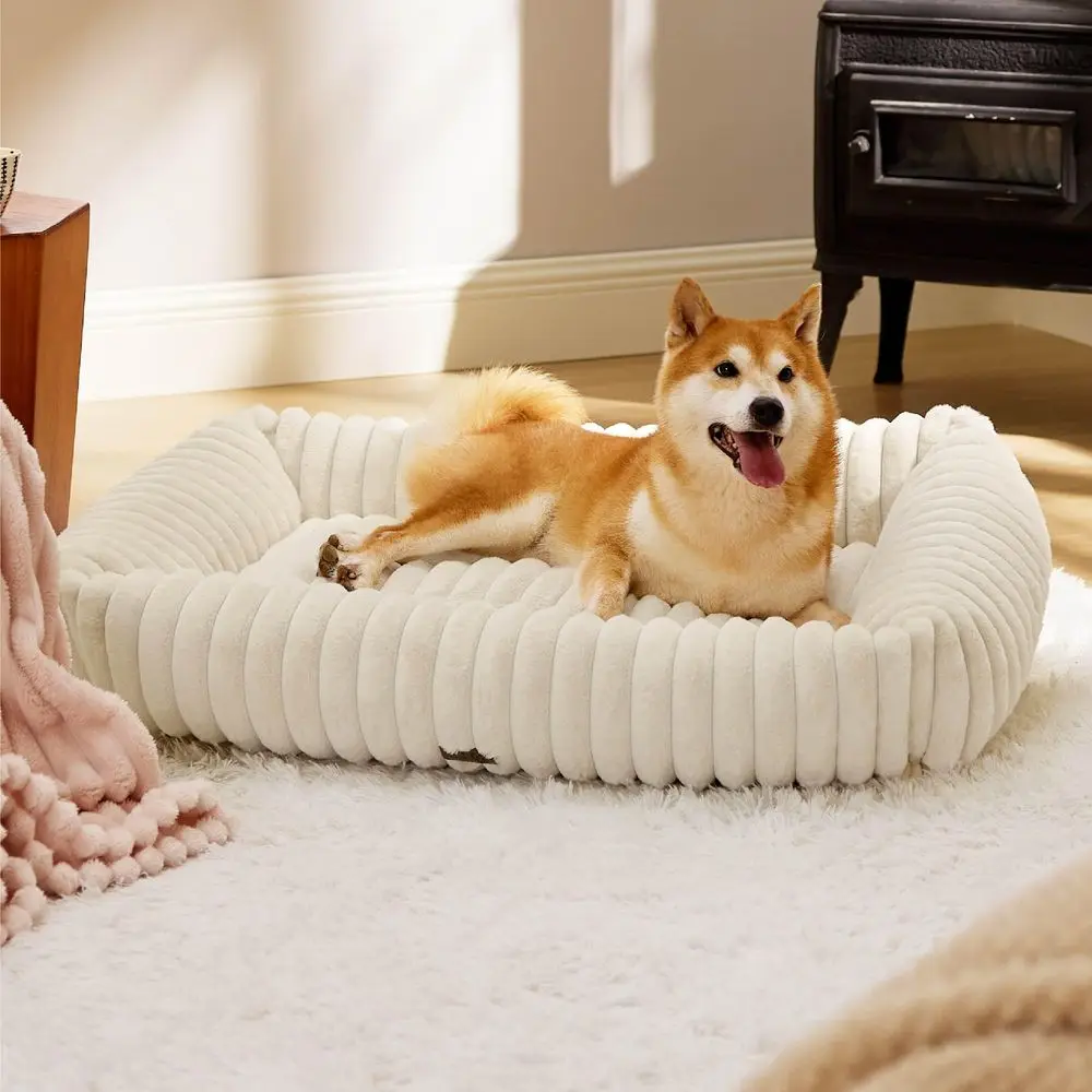 

Уютные флисовые лежанки для собак ComfyFleece, большие моющиеся пушистые лежанки для домашних животных, прямоугольные ортопедические лежанки для щенков из вельветового флиса со съемным чехлом