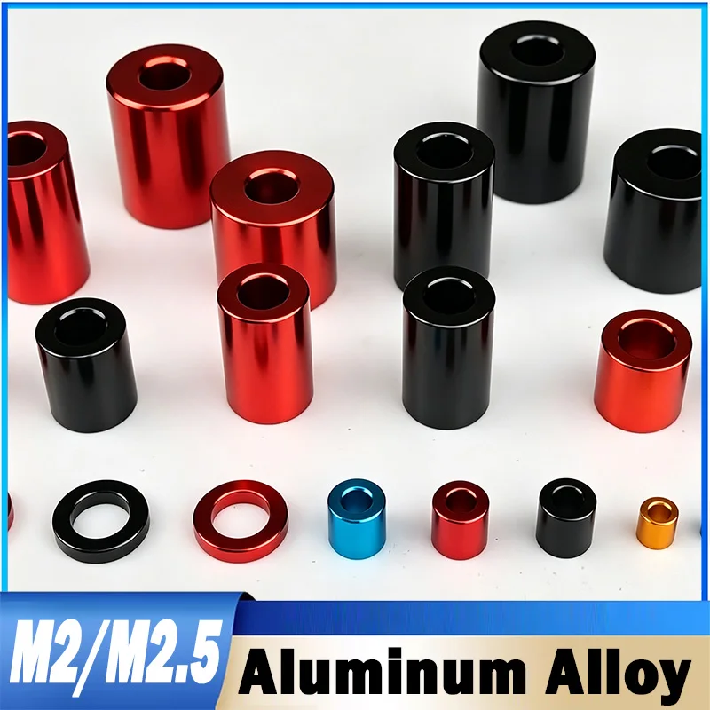 10Pcs M2/M2.5 Aluminum Alloy Unthreaded Bushing Washer Round Hollow Standoff Spacer Gasket Sleeve Colored Washers DIY Toy Model