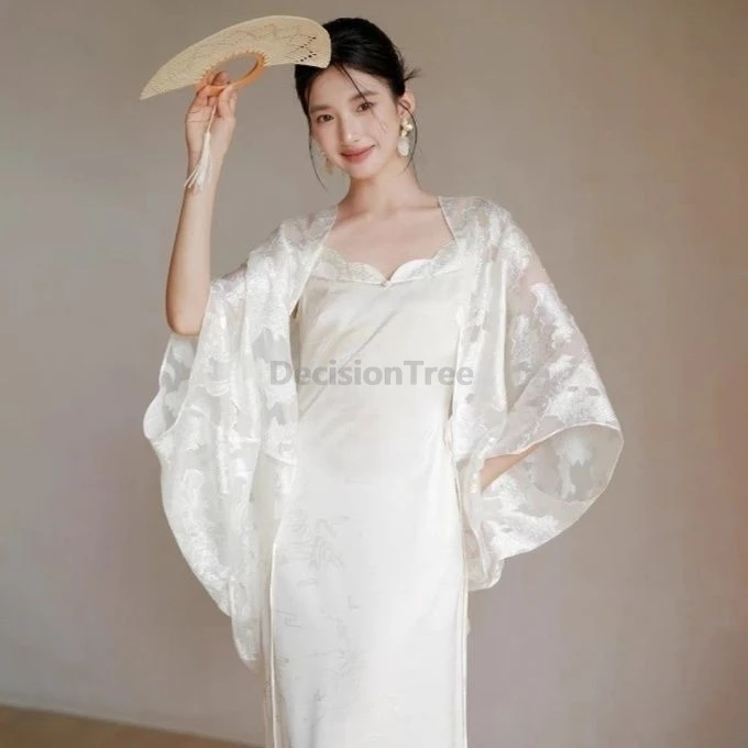 

New Chinese-style women top summer sun protection shirt Jacquard loose shirt national style outer cardigan batwing sleeve shawl