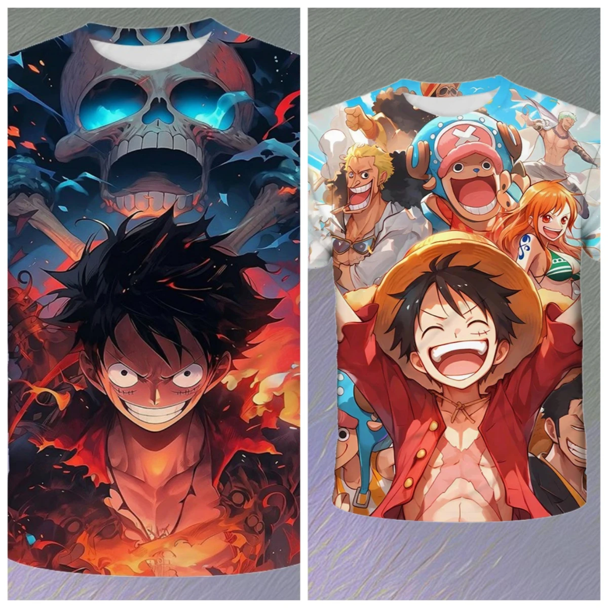 25 verano Venta caliente nueva animación japonesa ONE PIECE impresión 3D camiseta de juego de rol al aire libre Casual calle Top de manga corta