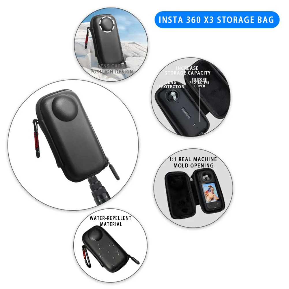 Bolsa para Insta360 X3, funda protectora para lente de cámara panorámica, Protector de pantalla para Insta 360x3, accesorios