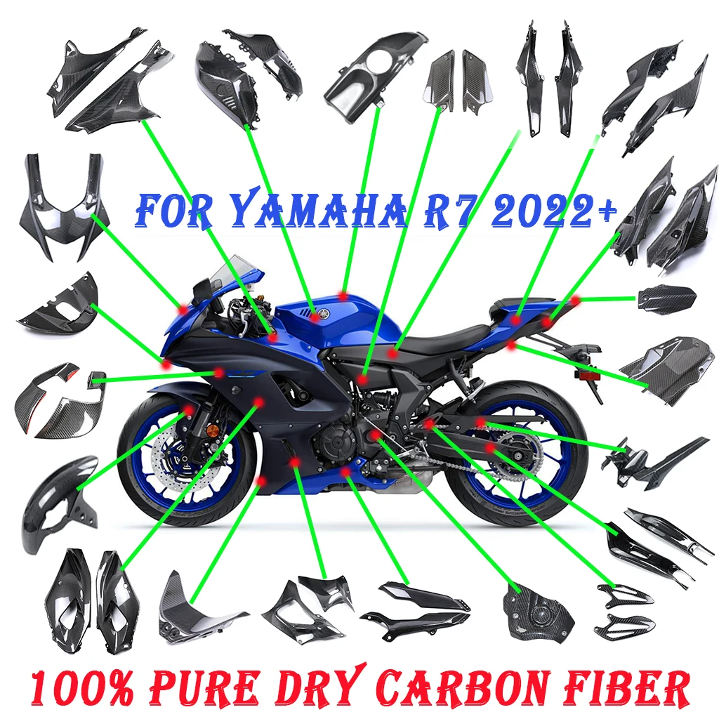 2024 For YAMAHA YZF-R7 R7 2022 2023 Pure Dry Carbon Fiber Winglets Parts Fairing Fenders Panels Cover Kits Cowl