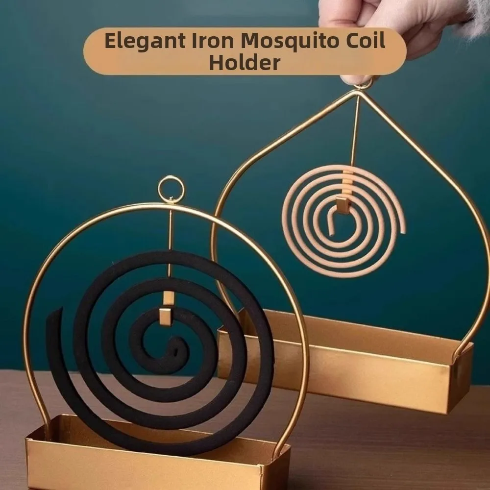 Iron Mosquito Coil Holder with Tray Durable Mosquito Repellent Incenses Rack Coil Incense Burner Frame
