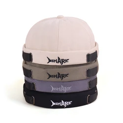 Top Embroidery Docker Cap Without Visor Shark Letter Brimless Caps Beanies Dome Adjustable Skullcap Solid Color Fashion Outdoor