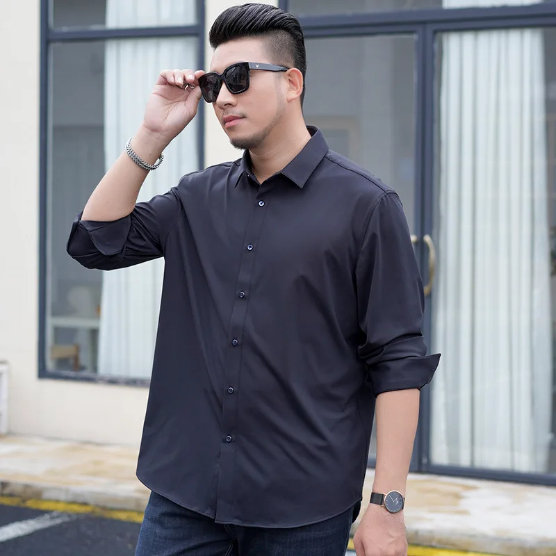 68-175KG Business Shirts for Men 9XL Long Sleeve Casual Oversized Loose Shirt Plus Size Business Shirt Big Size Male Tops