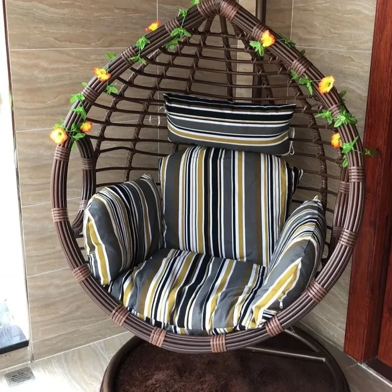 Round Wicker Hanging Chair Indoor Outdoor Swing Hammock Rattan Bird Nest Cradle Seat for Garden Patio Balcony Leisure