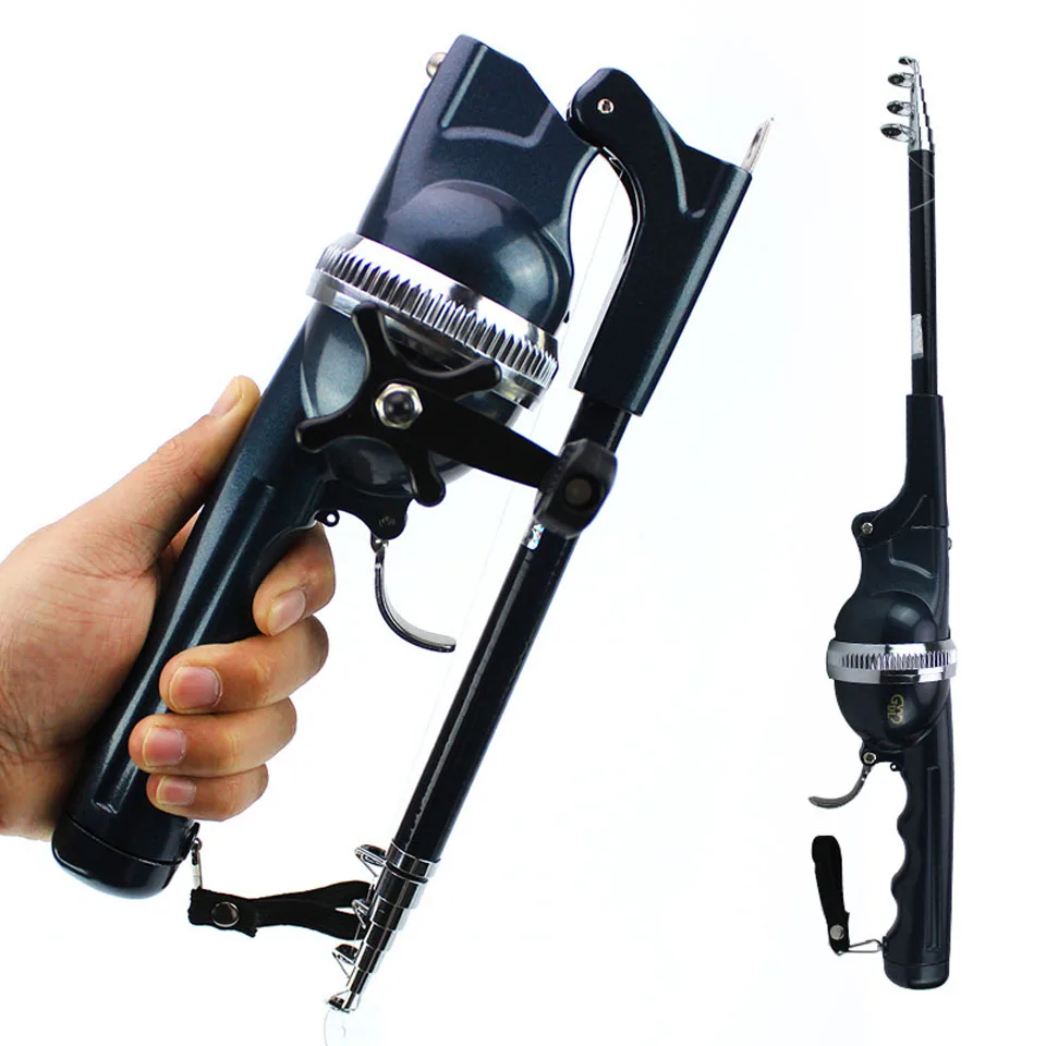 134cm Folding Fishing Lure Rod Portable Sea Fishing Rod Built-in Fishing Reel Set with 80m Line Winter Ice Travel Lure Pole
